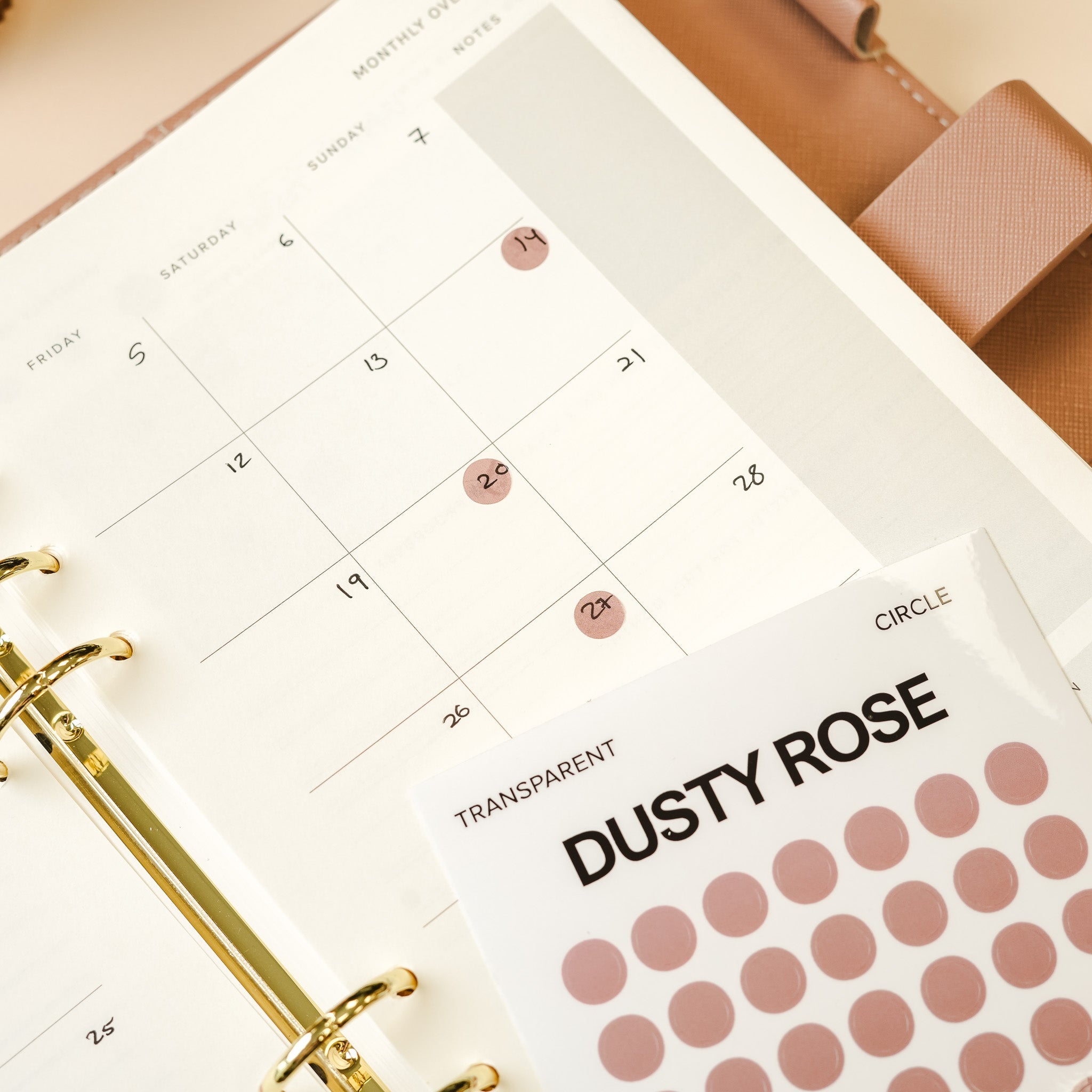 Transparent Circle Dot PET Sticker -Dusty Rose