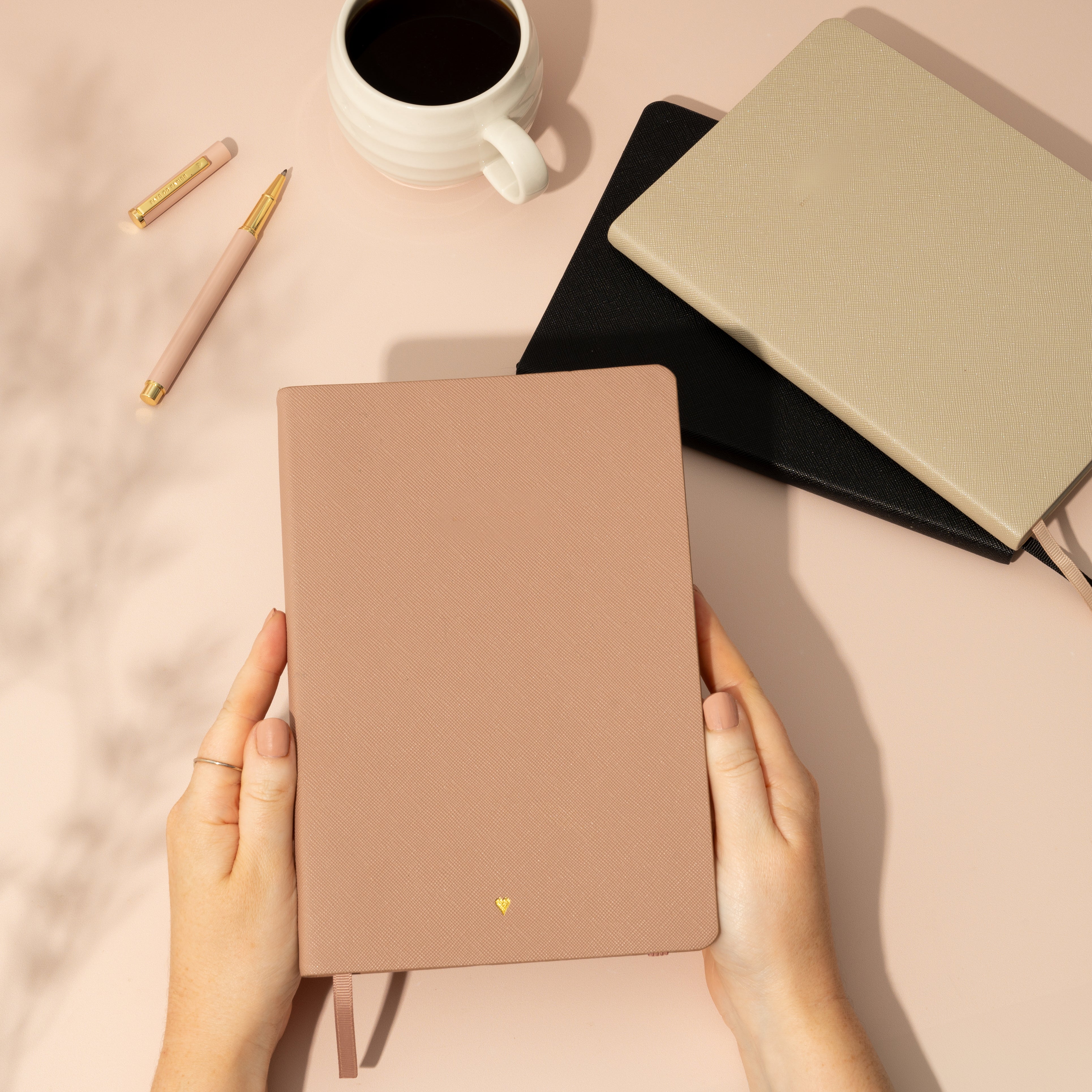 Classic Lined Journal -Blank Cover journal - dusty pink , beige , black. forest green, brown, taupe Personalised Lined journal