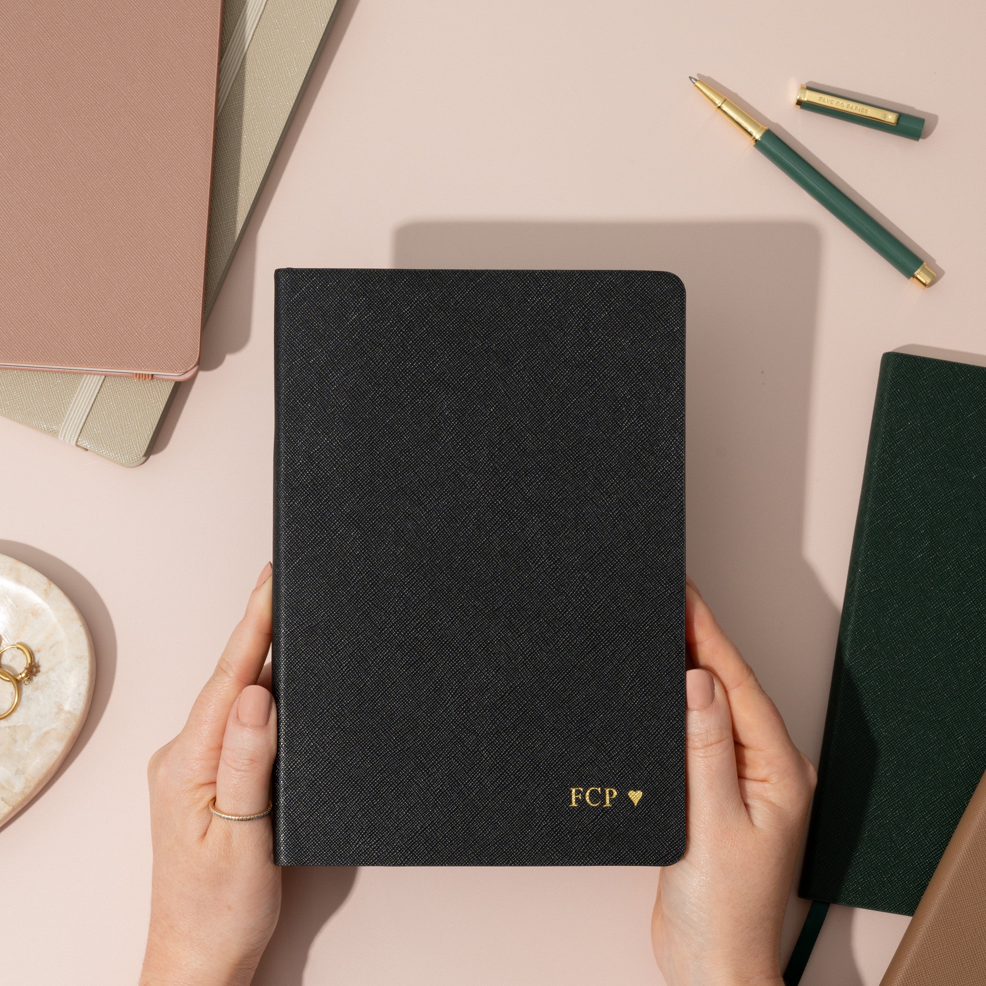 Personalised A5 Notebook | Custom Text Notebook | Personalised Journal | Personalised Gifts | Brown, Beige, Taupe, Forest Green, Dusty Rose, beige