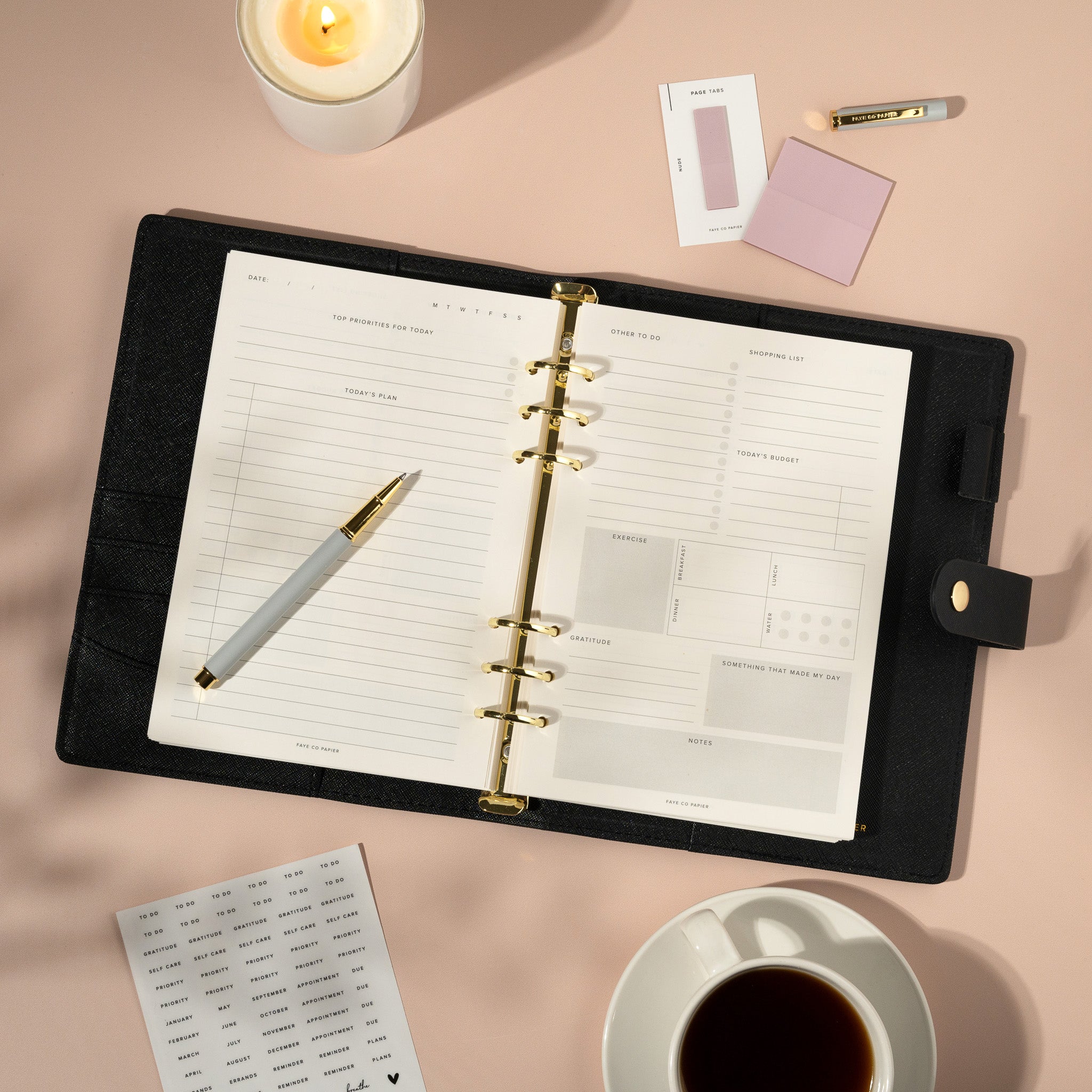 Minimal A5 Daily productivity Planner Inserts | Faye Co Papier