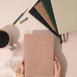 notes and thoughts Lined Journal -Blank Cover journal - dusty pink , beige , black. forest green, brown, taupe Personalised Lined journal