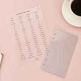 Minimal Transparent Acrylic Agenda Divider A6 | Divider Labels