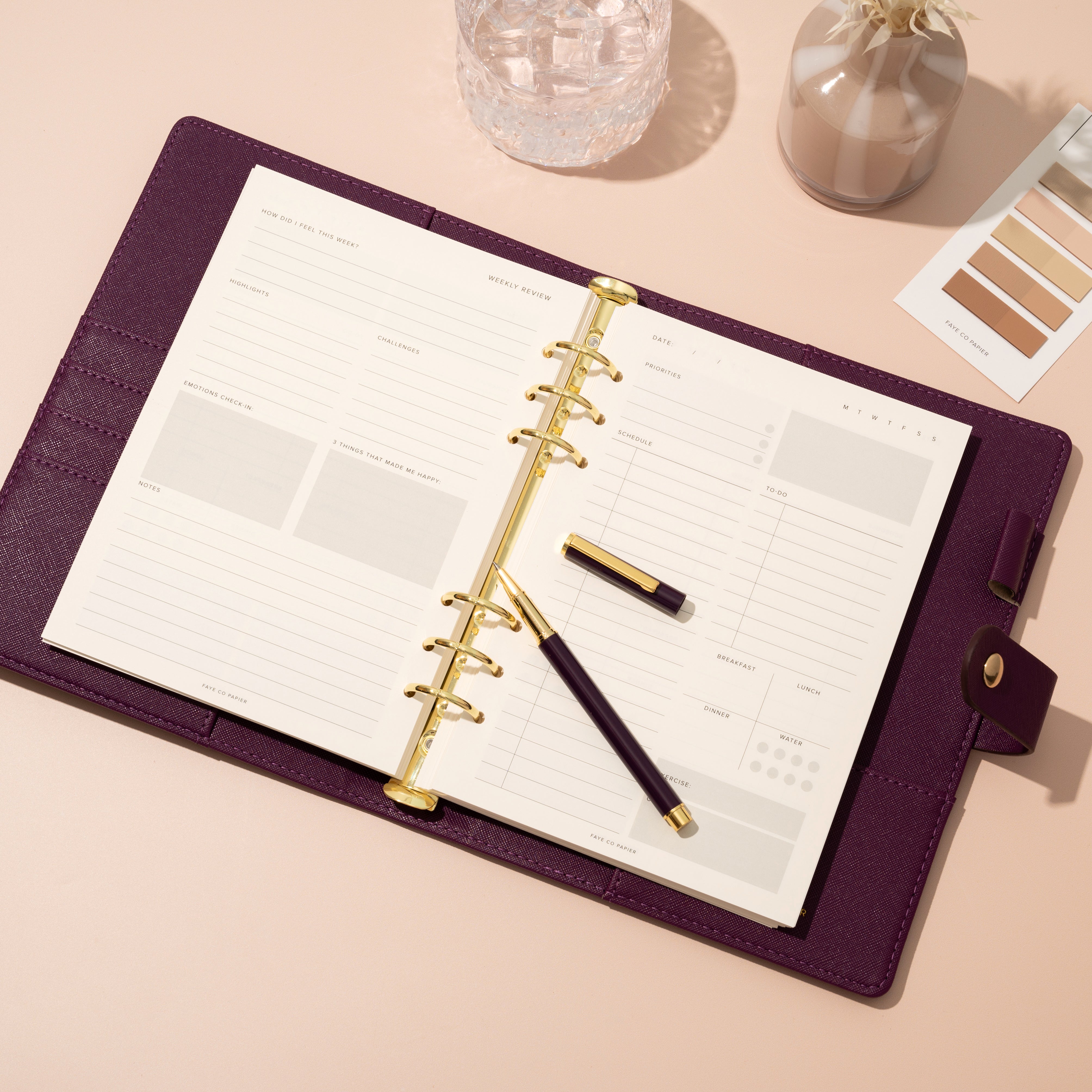 Undated Daily Planner Insert A5 – Minimal Daily Planner Refill Pages for Ring Binders & Organisers | Daily Planner Insert | filofax daily planner refills| LV MM planner refills