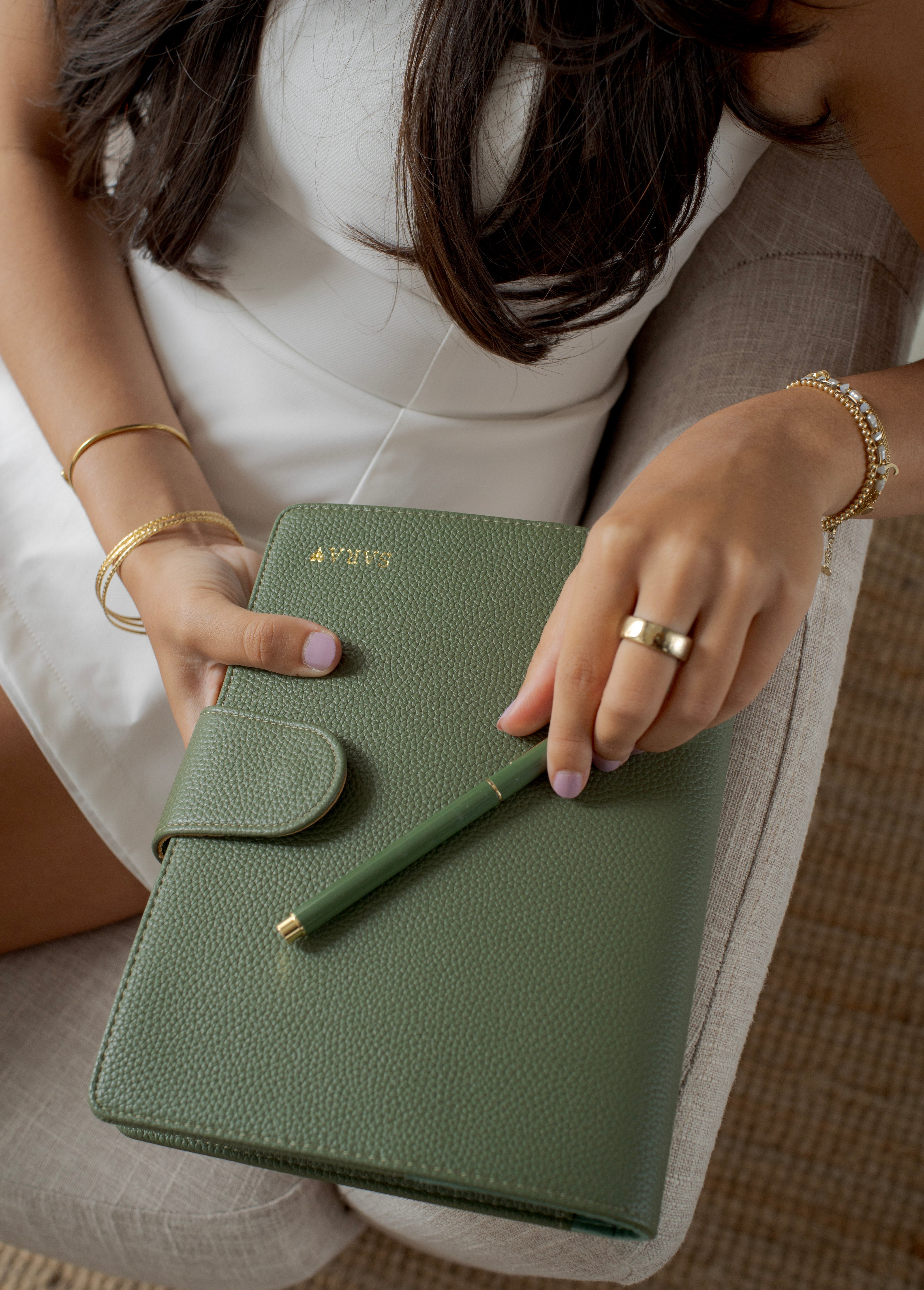 Classic Folio/padfolio Organiser A5 in sage green 