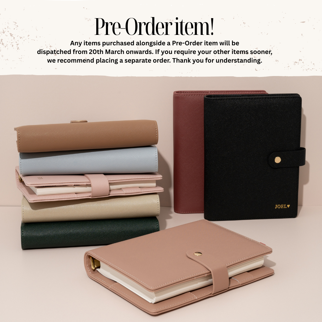 Personalised A5 Ring binder planner  in black, burgundy , taupe, pink, blue, forest green and brown