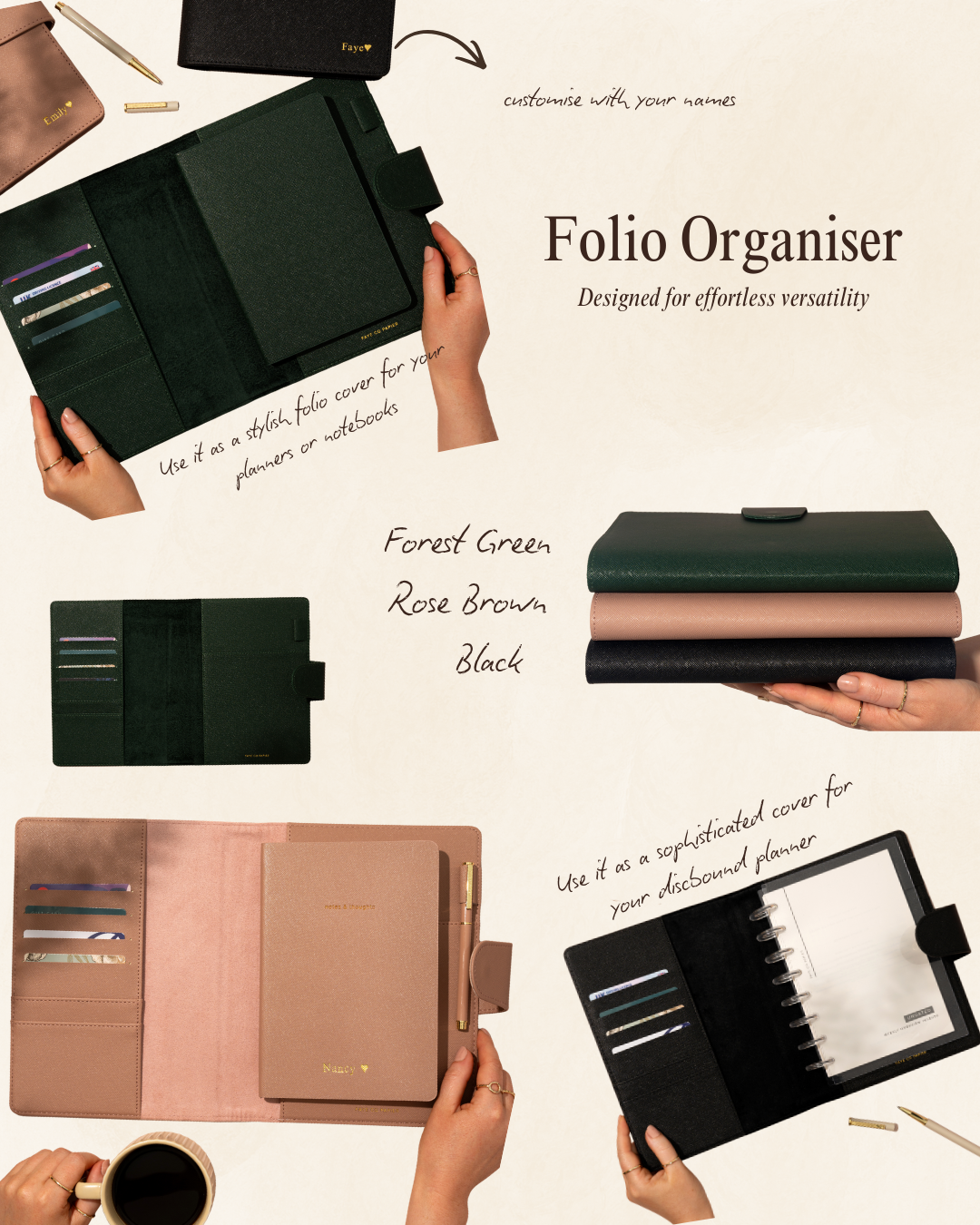 Vegan leather Folio Organiser with different colour options | versatile folio