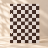 Checkerboard Espresso Brown Planner Dashboard A5 6 Rings 