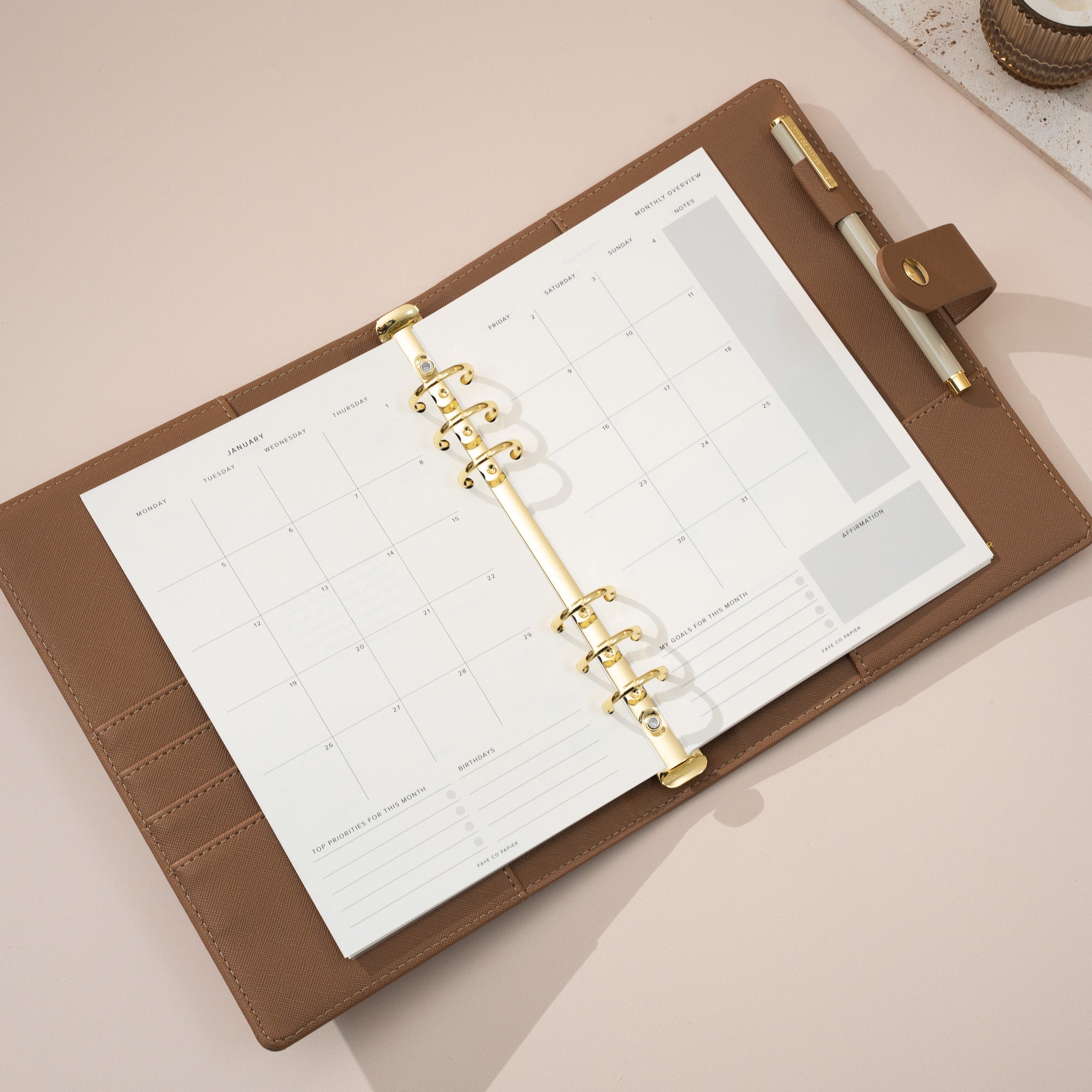 2026 Dated Monthly Calendar Overview Planner Inserts A5