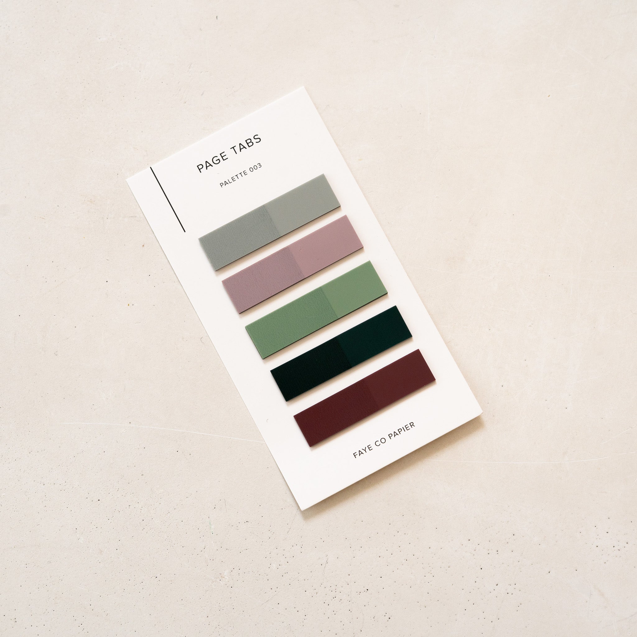 Set of five colorful page tabs on a white card with 'Page Tabs' branding.