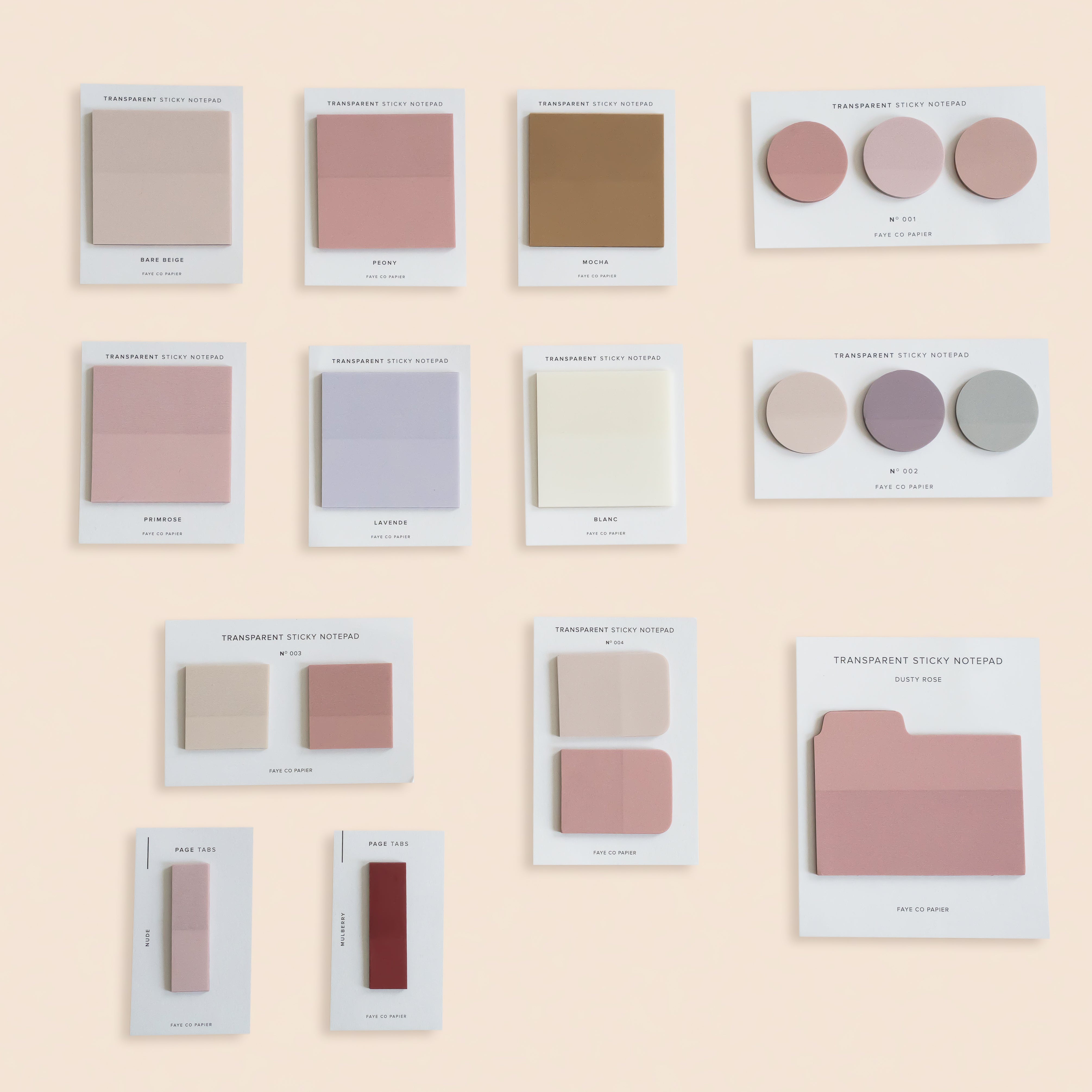 Transparent Sticky Notepad | Page Markers | Circle Sticky Notes | Minimal square sticky notepad | Page Flags|Transparent Planner Tabs |Beige | PET sticky notepad