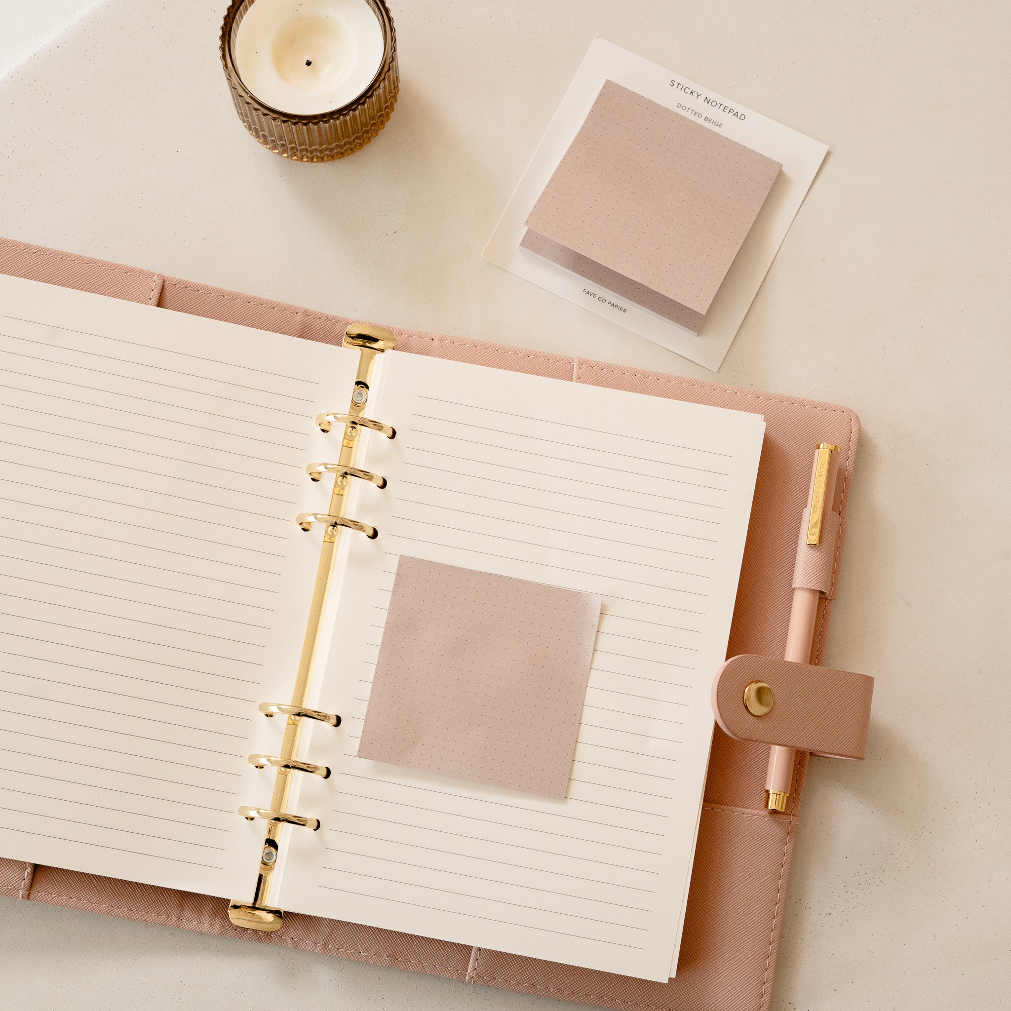 dotted beige sticky notepad 