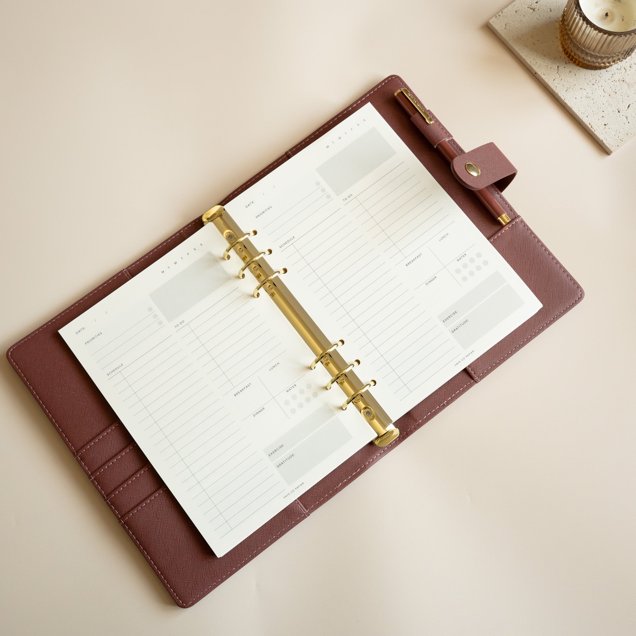 Undated Daily Planner Insert A5 – Minimal Daily Planner Refill Pages for Ring Binders & Organisers | Daily Planner Insert | filofax daily planner refills| LV MM planner refills