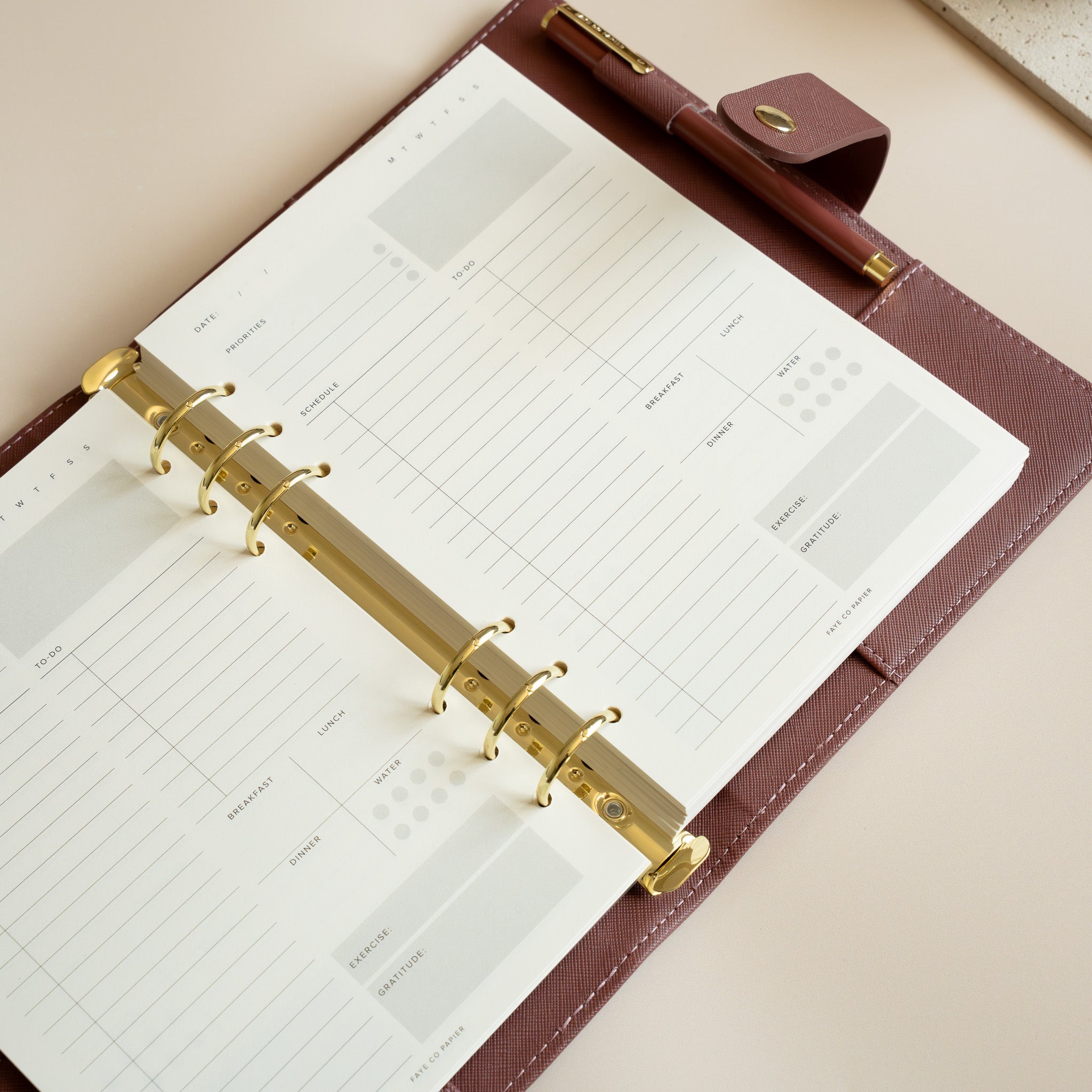 Undated Daily Planner Insert A5 – Minimal Daily Planner Refill Pages for Ring Binders & Organisers | Daily Planner Insert | filofax daily planner refills| LV MM planner refills