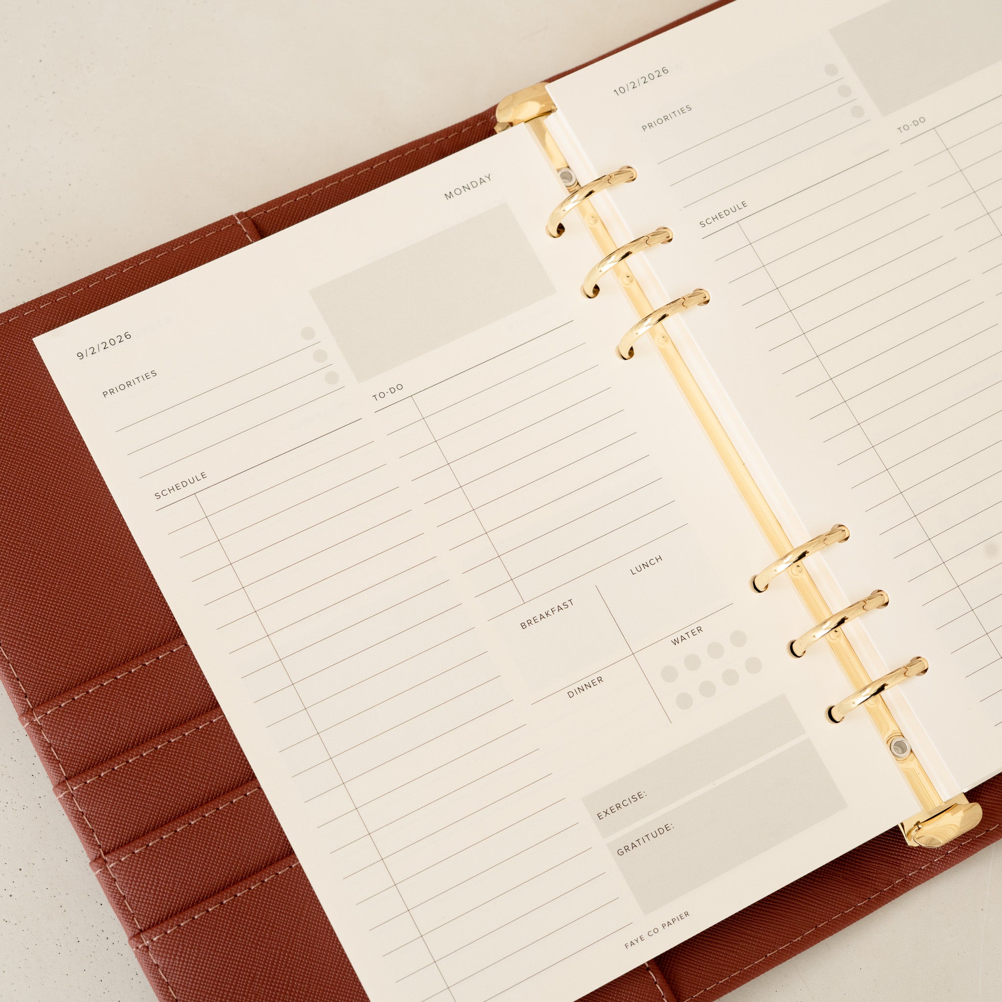 2026 dated planner insert with minimal daily and weekly refill pages, designed for A5 ring binder planners and organisers 