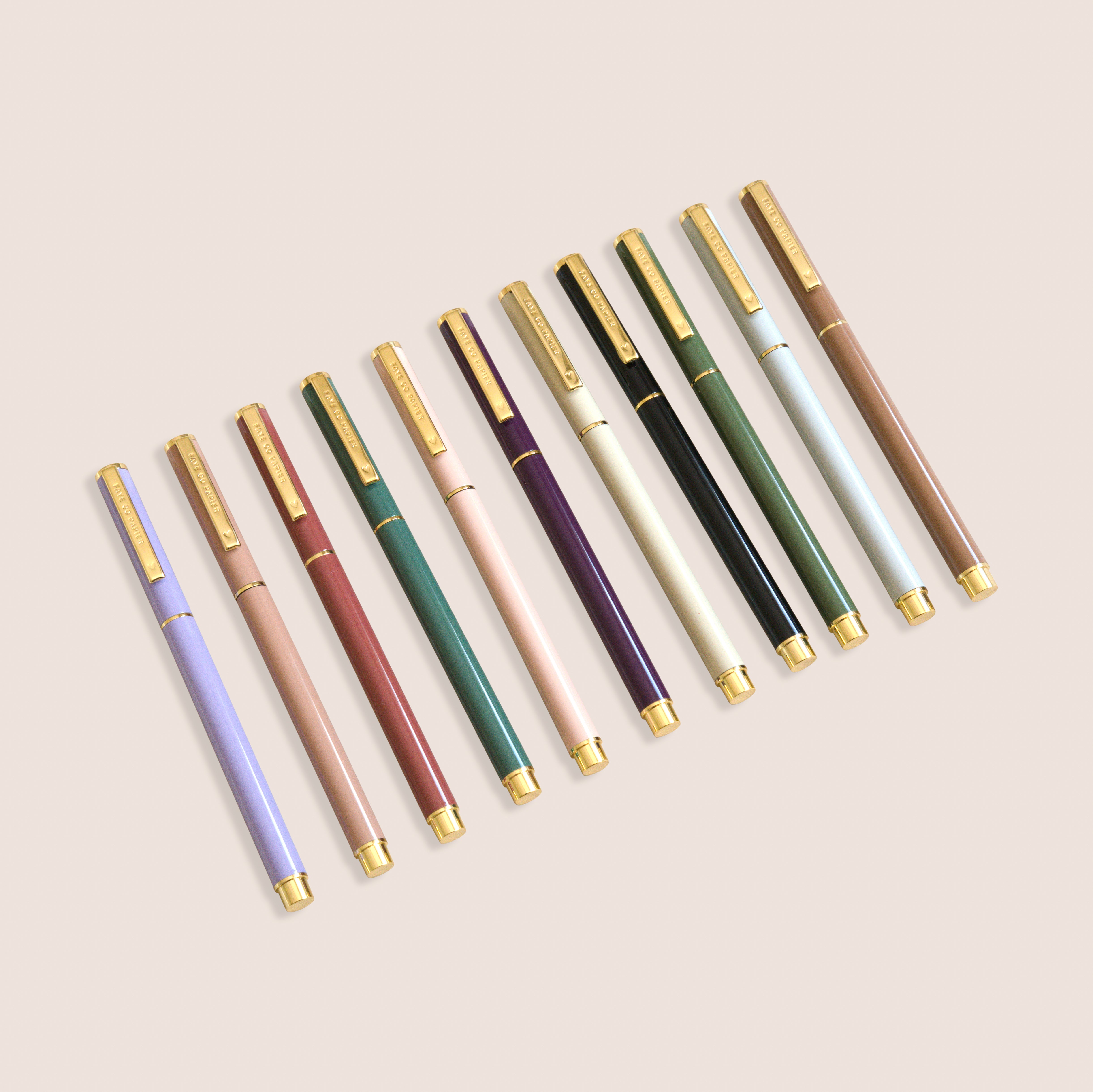 classic ballpoint pen in taupe, cream, brown, dusty pink, grey, forest green, burgundy, Rose brown, purple, lilac, black , sage green
