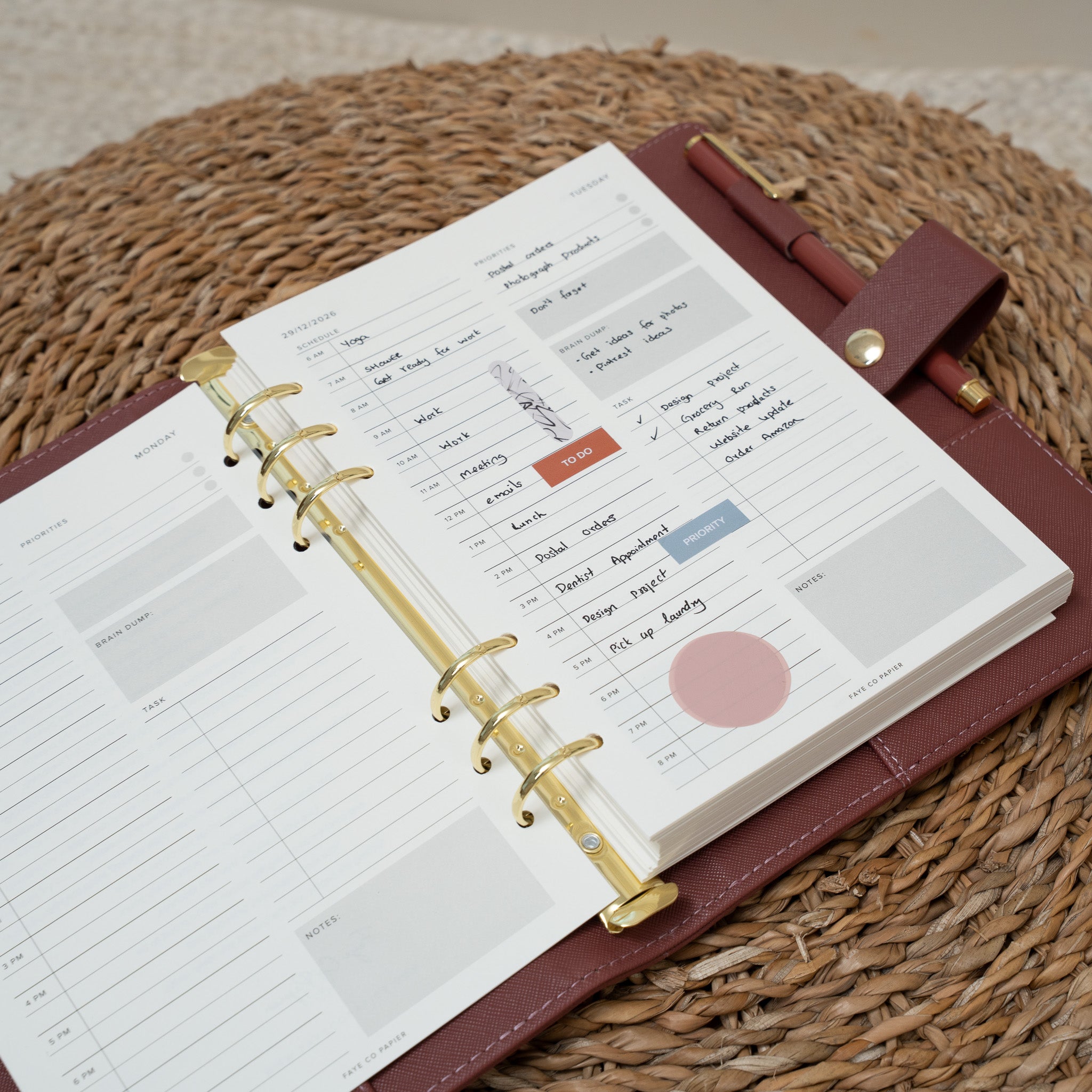 2027 Dated Daily Productivity Planner Inserts A5