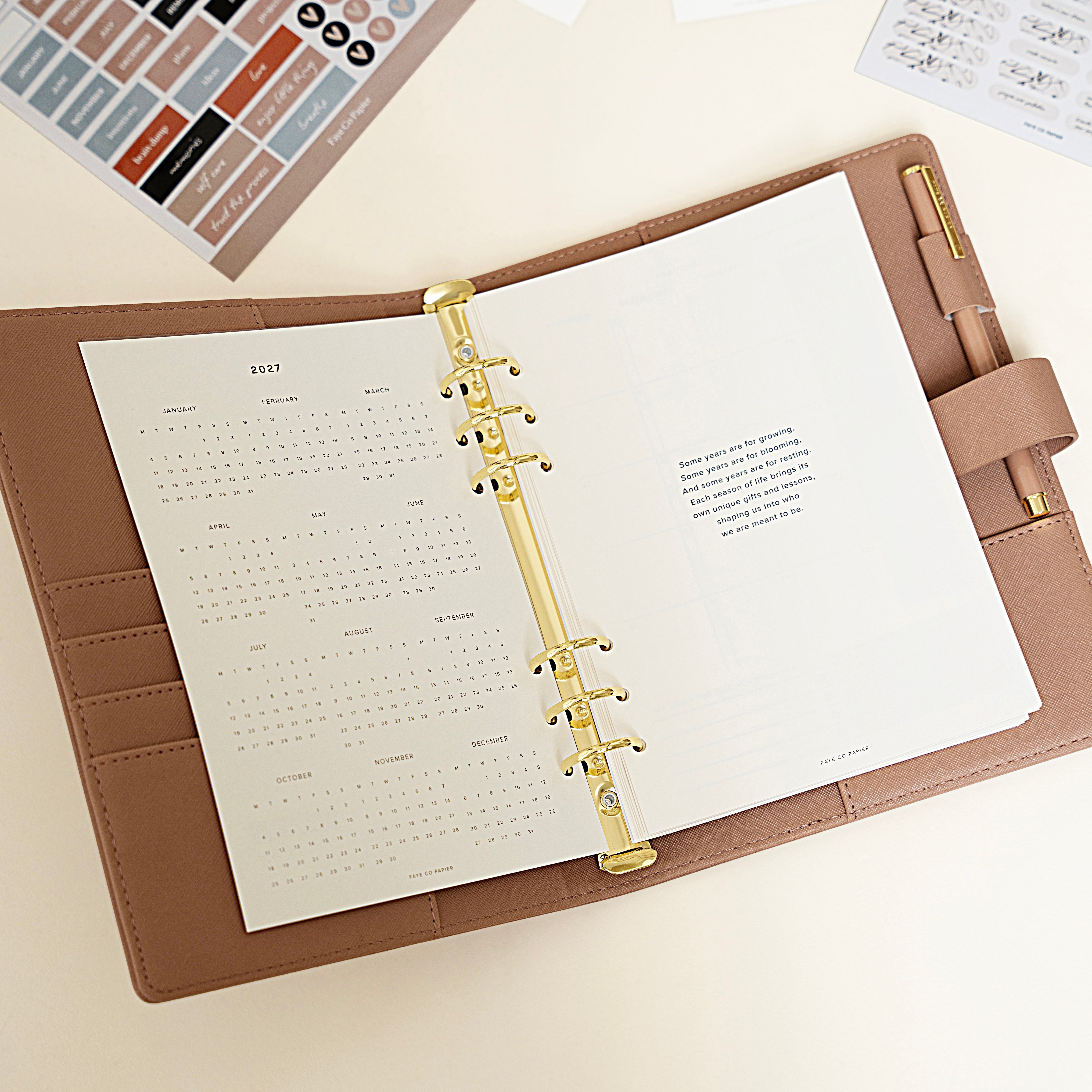 2027 Dated Monthly Calendar Overview Planner Inserts A5 refills