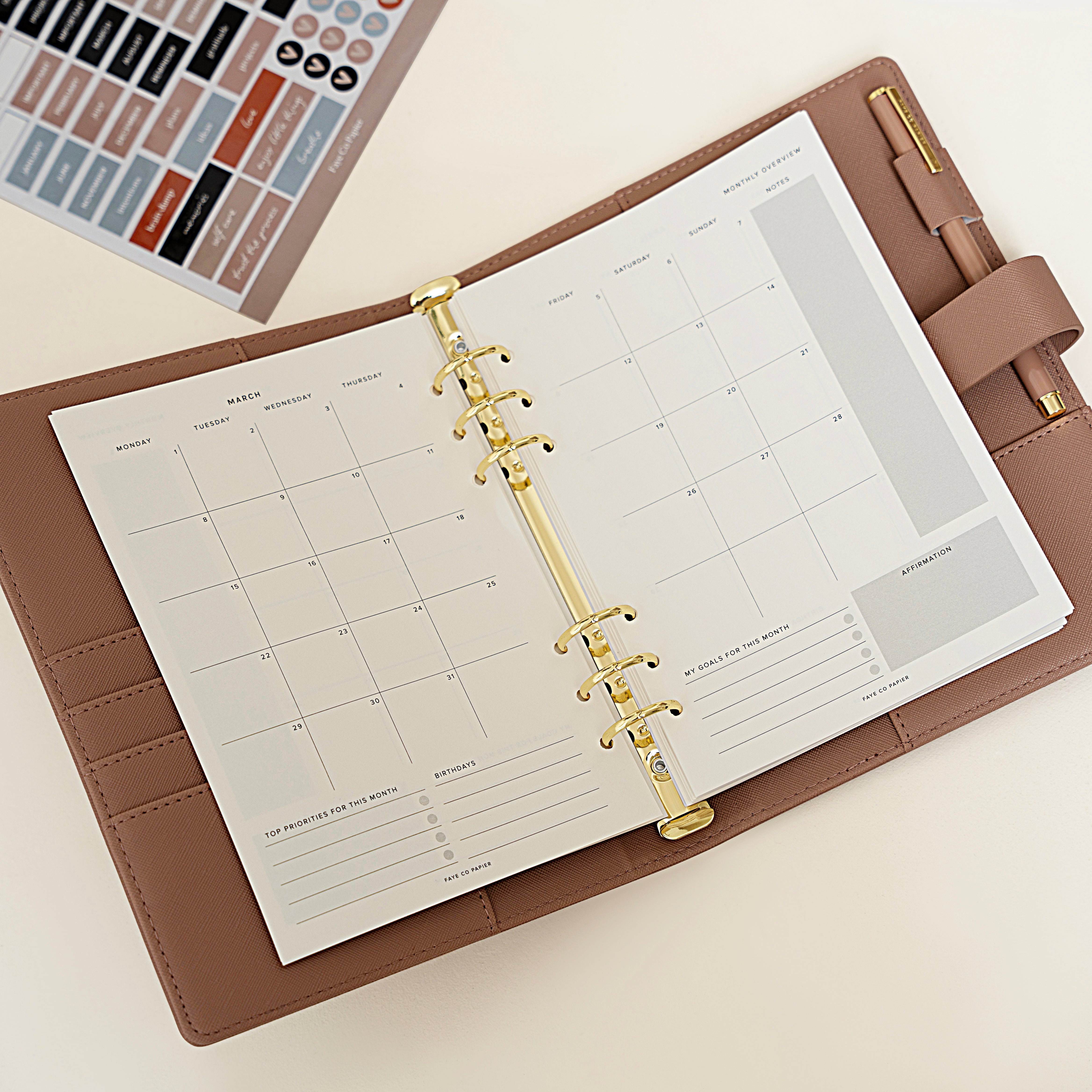 2027 Dated Monthly Calendar Overview Planner Inserts A5 refills