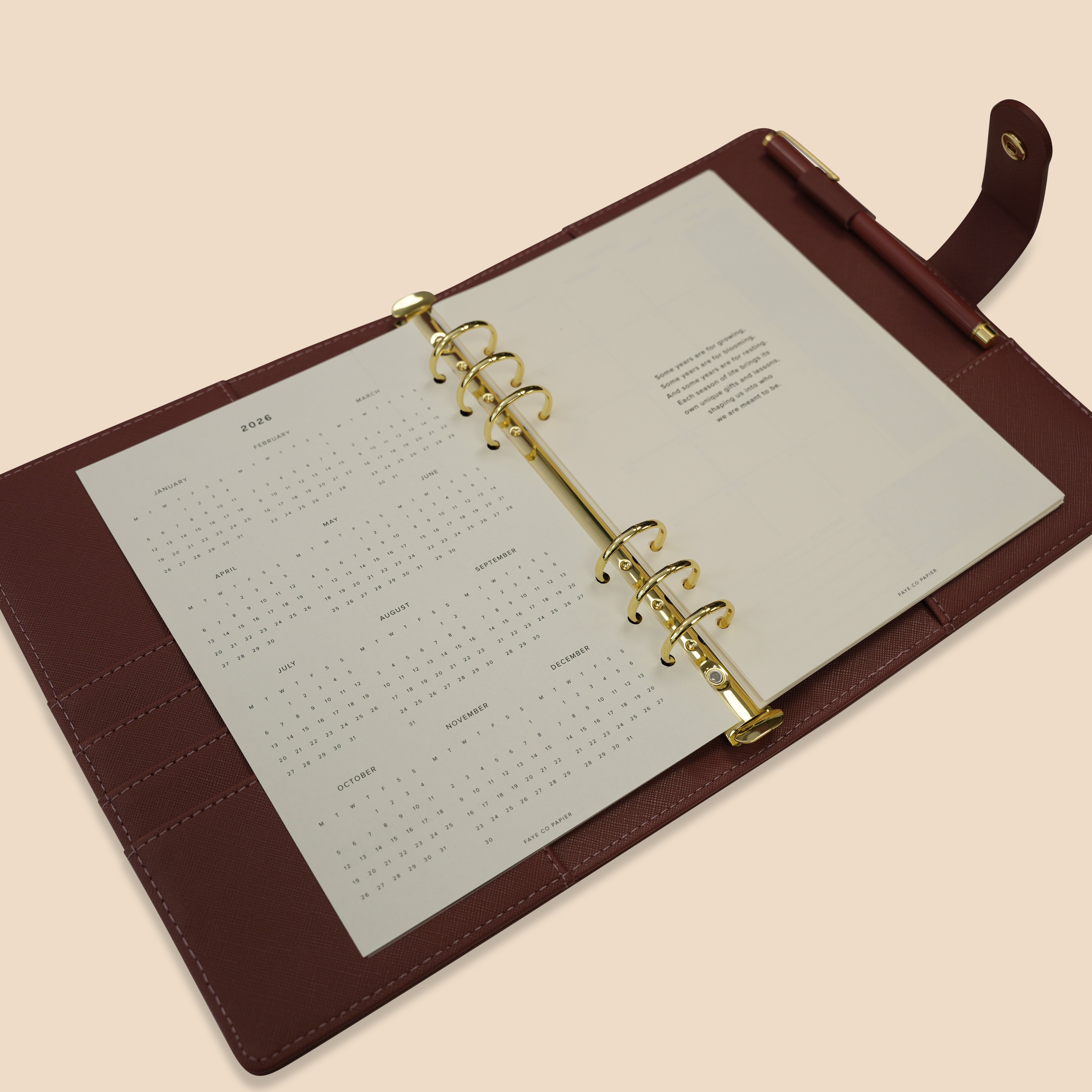 2026 Dated Monthly Calendar Overview Planner Inserts A5 Filofax insert 