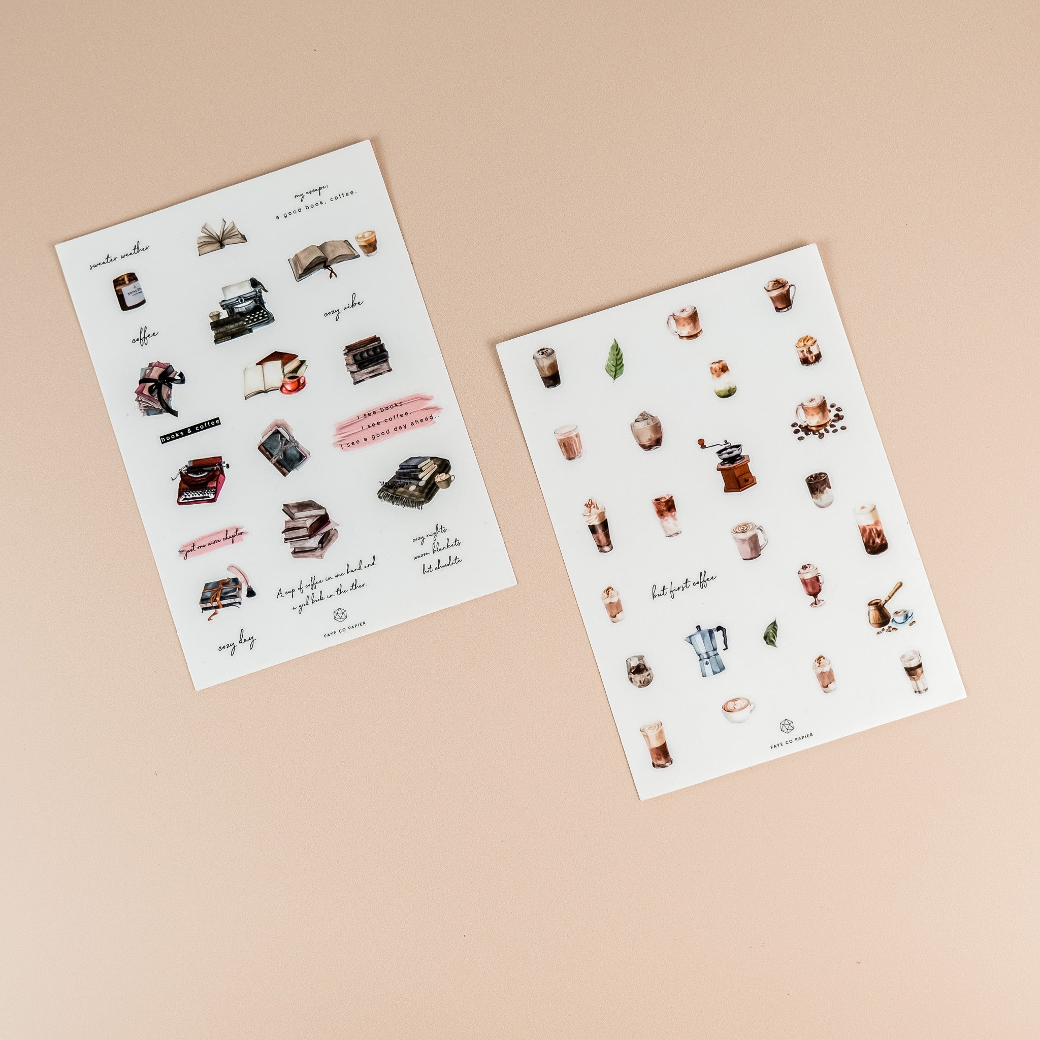 Coffee & Book Sticker Sheet - Decorate Journals & Planners