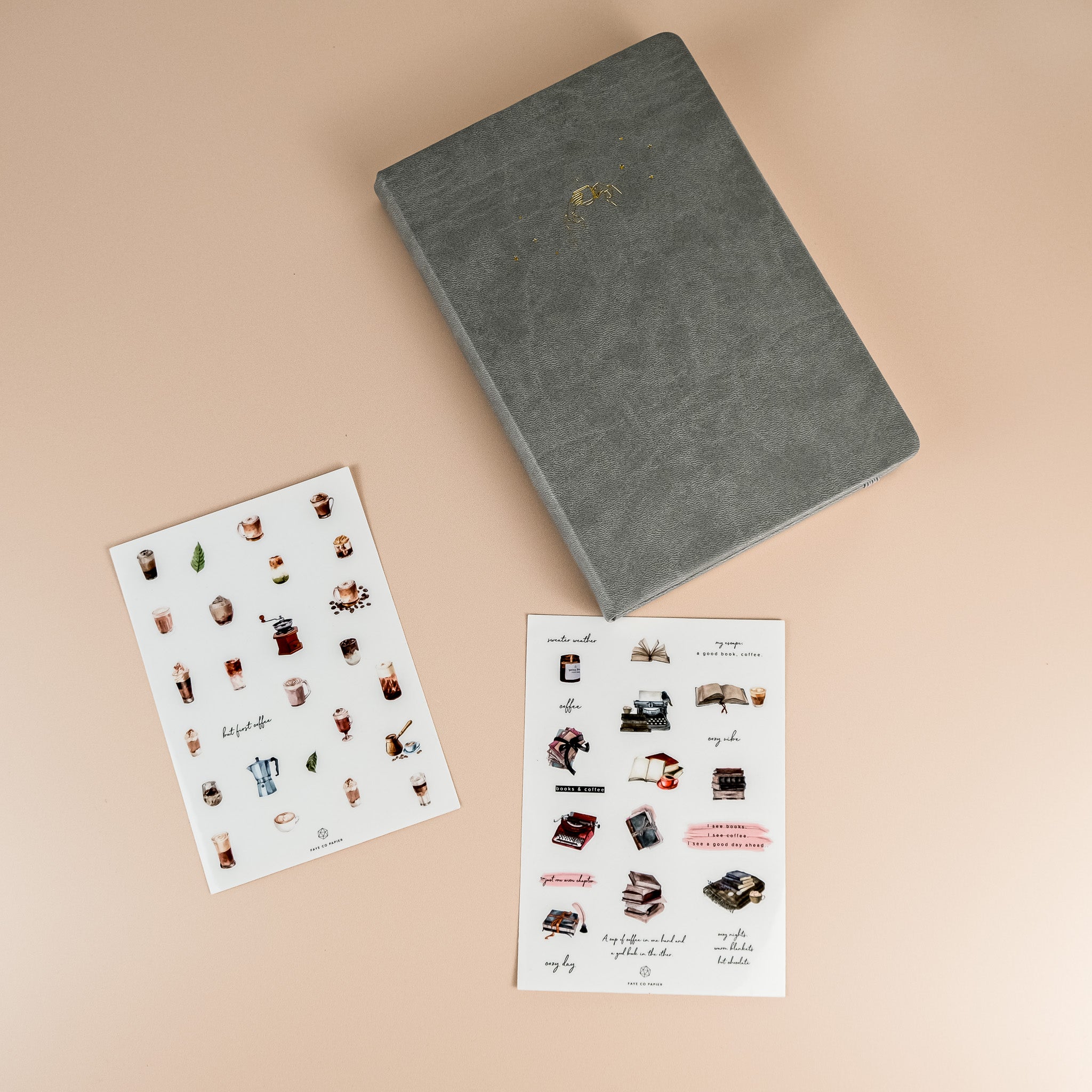 Minimal Books and Coffee Sticker Sheet