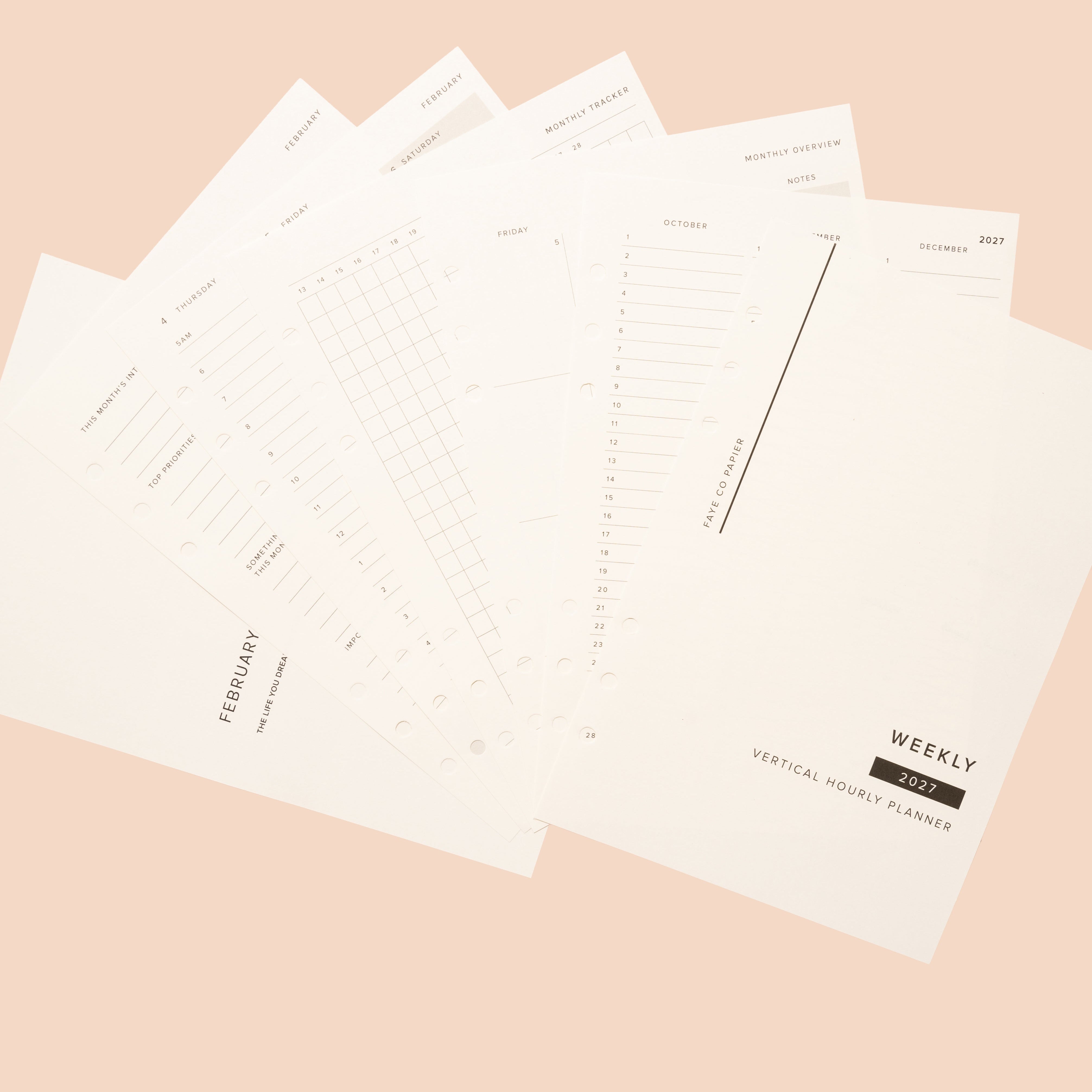 2027 Vertical Weekly Planner Insert A5 refills