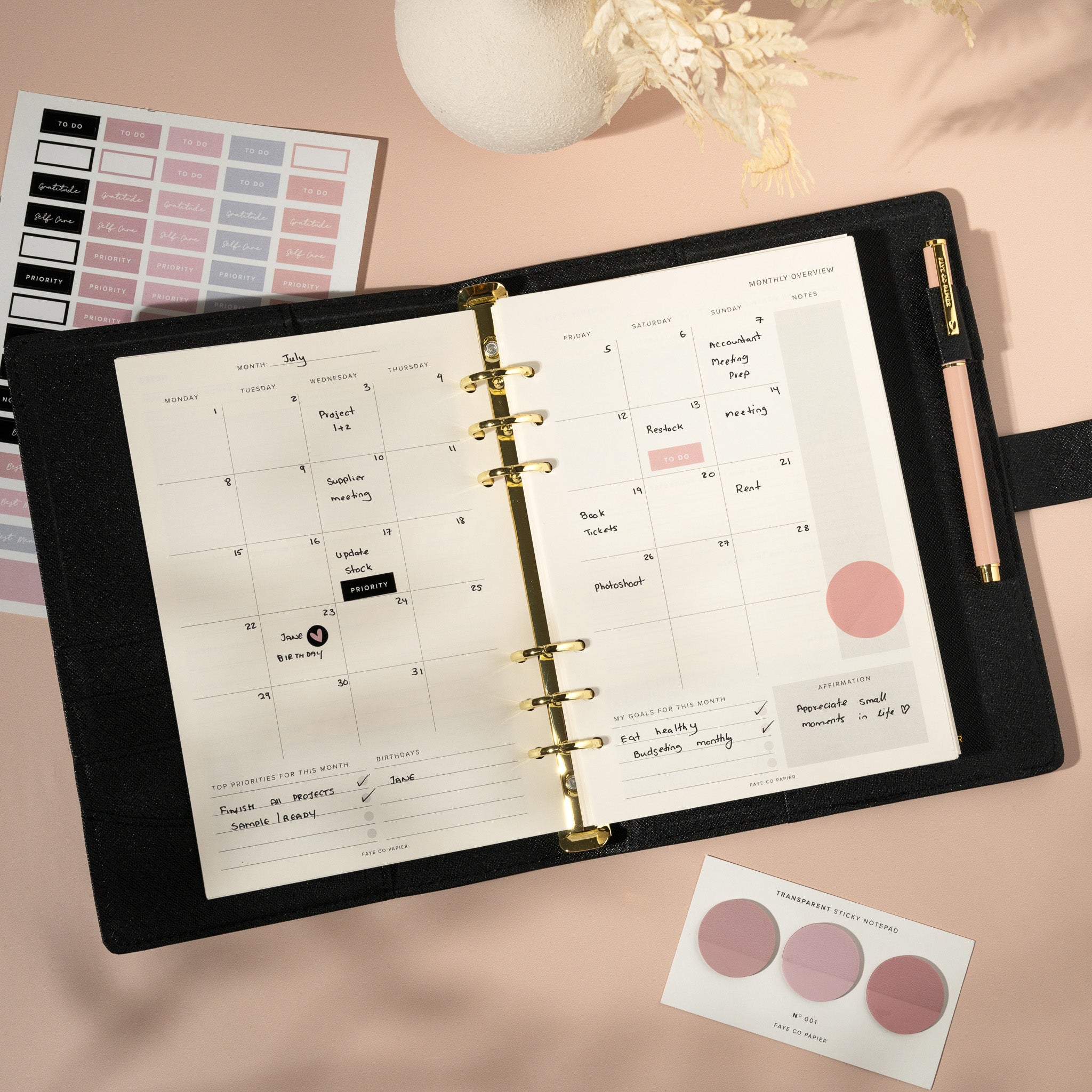 A5 Daily Planner Inserts - Minimal & Undated Design