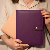 Purple and coral A5 Ring binder leather planner covers 