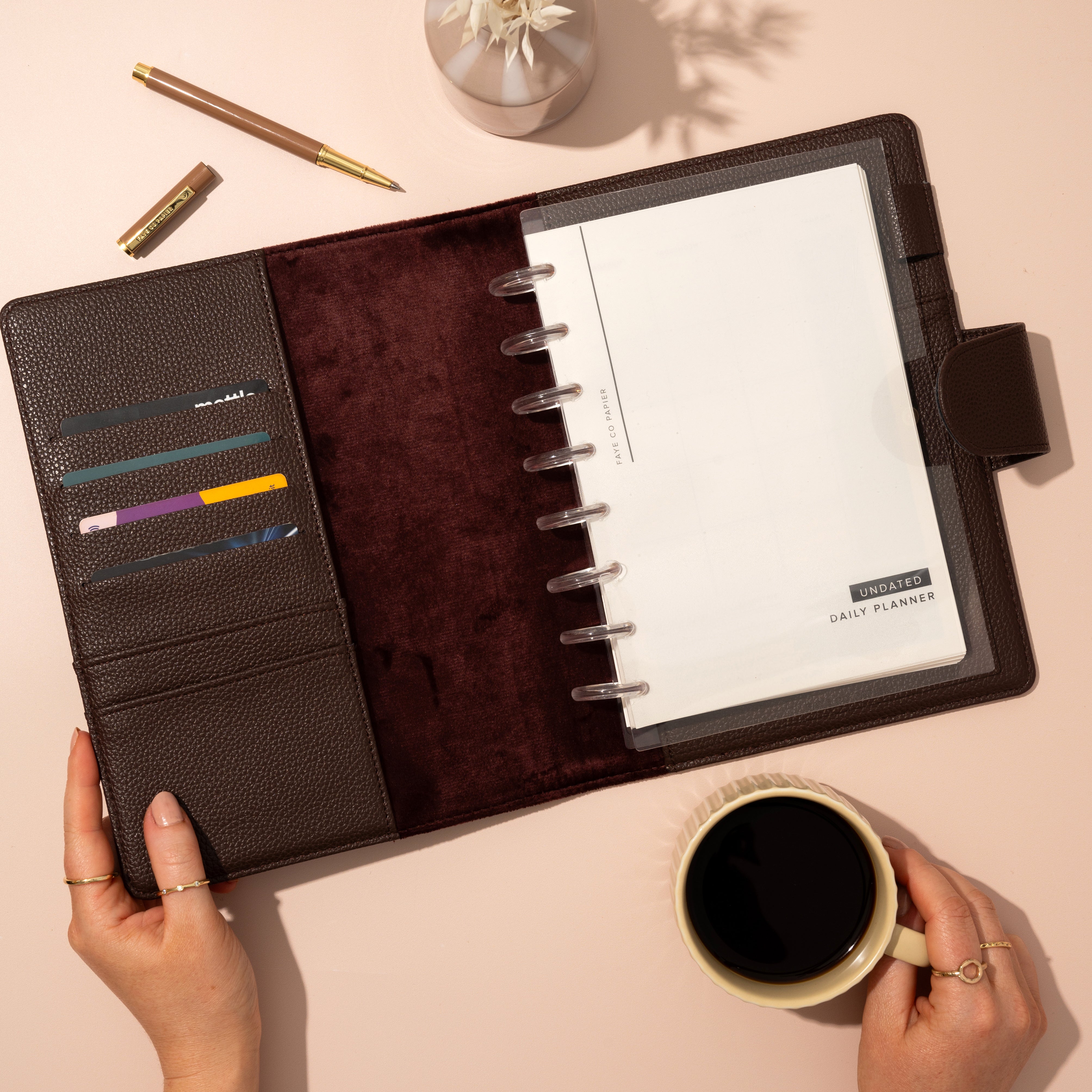 Portfolio Organiser A5 FOLIO FOR DISCBOUND PLANNER / notebook cover / folio in brown colour 