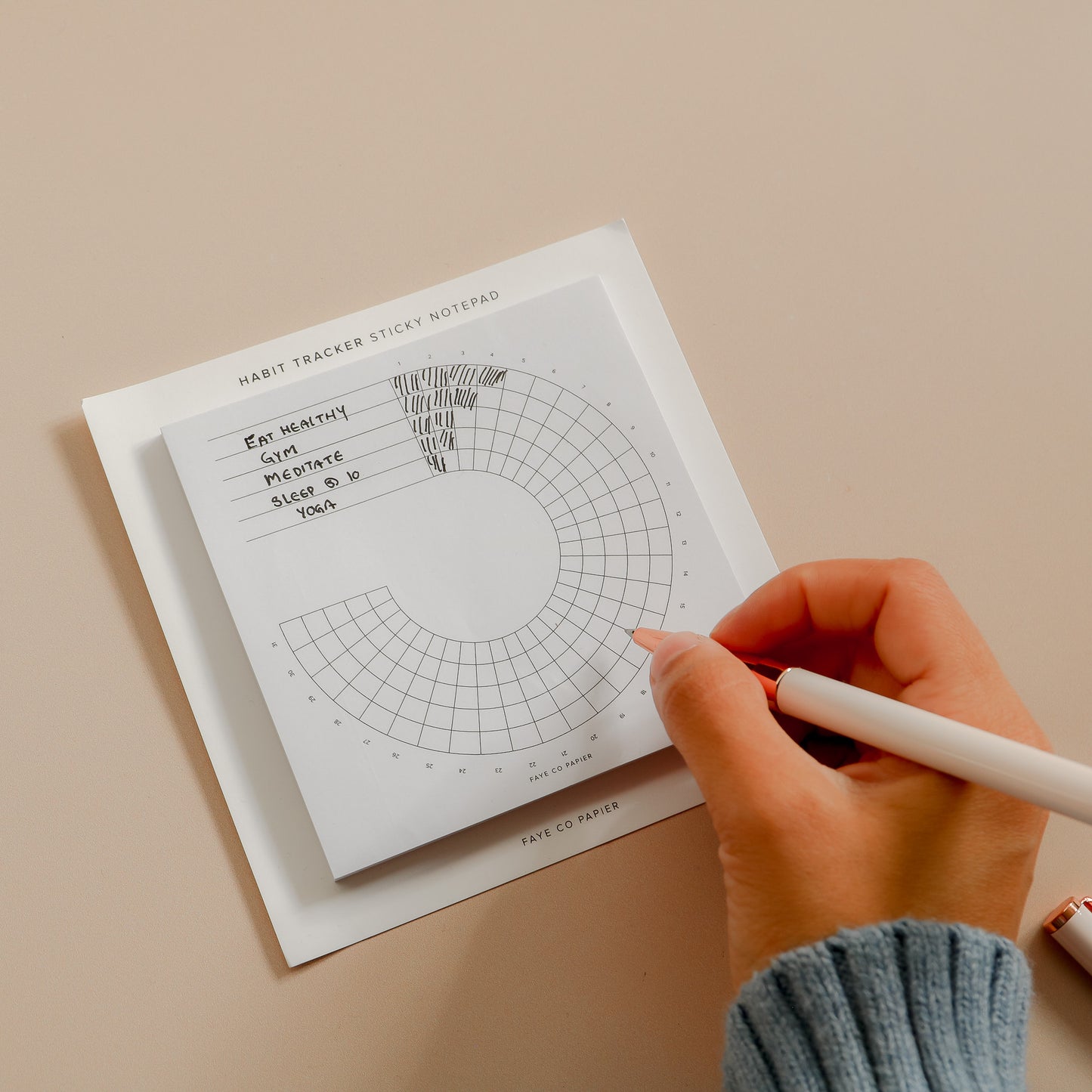 Minimal Habit Tracker Wheel Sticky notepad | Mini Sticky notepad | Faye ...