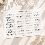 Bar Planner Sticker sheet featuring functional planner stickers for quotes, timelines, reminders, and important notes. Ideal for planners, journals, notebooks, and stationery organisation.