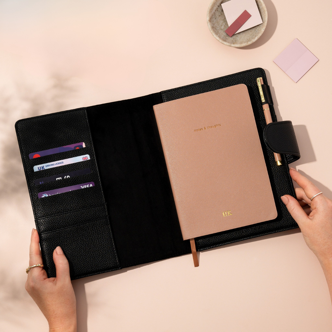Portfolio Organiser A5|  Refillable Notebook Cover Binder | Personalised Stationery Gift | Stylish A5 Vegan leather Portfolio|Document Holder- Cover for Planners/Notebooks, organiser compendium