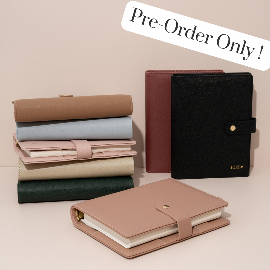 Personalised A5 Ring binder planner  in black, burgundy , taupe, pink, blue, forest green and brown