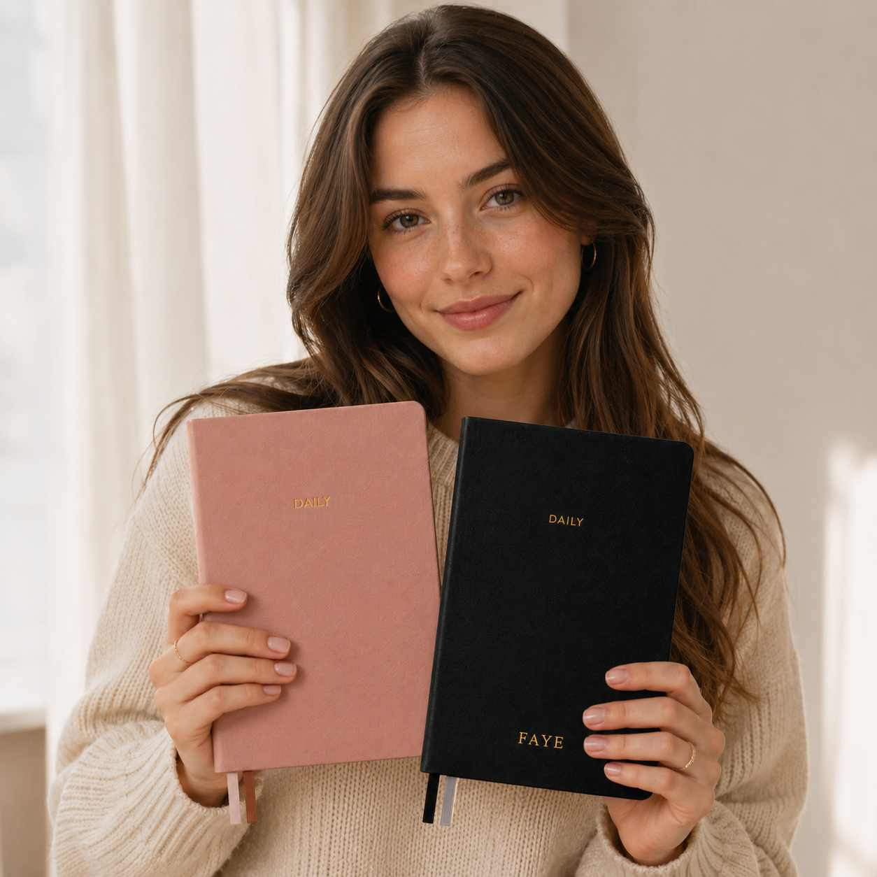 daily planner in black and dusty rose colours