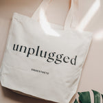 Minimal Unplugged Tote Bag perfect for versatile everyday use, featuring a minimalist design