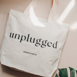 Minimal Unplugged Tote Bag perfect for versatile everyday use, featuring a minimalist design