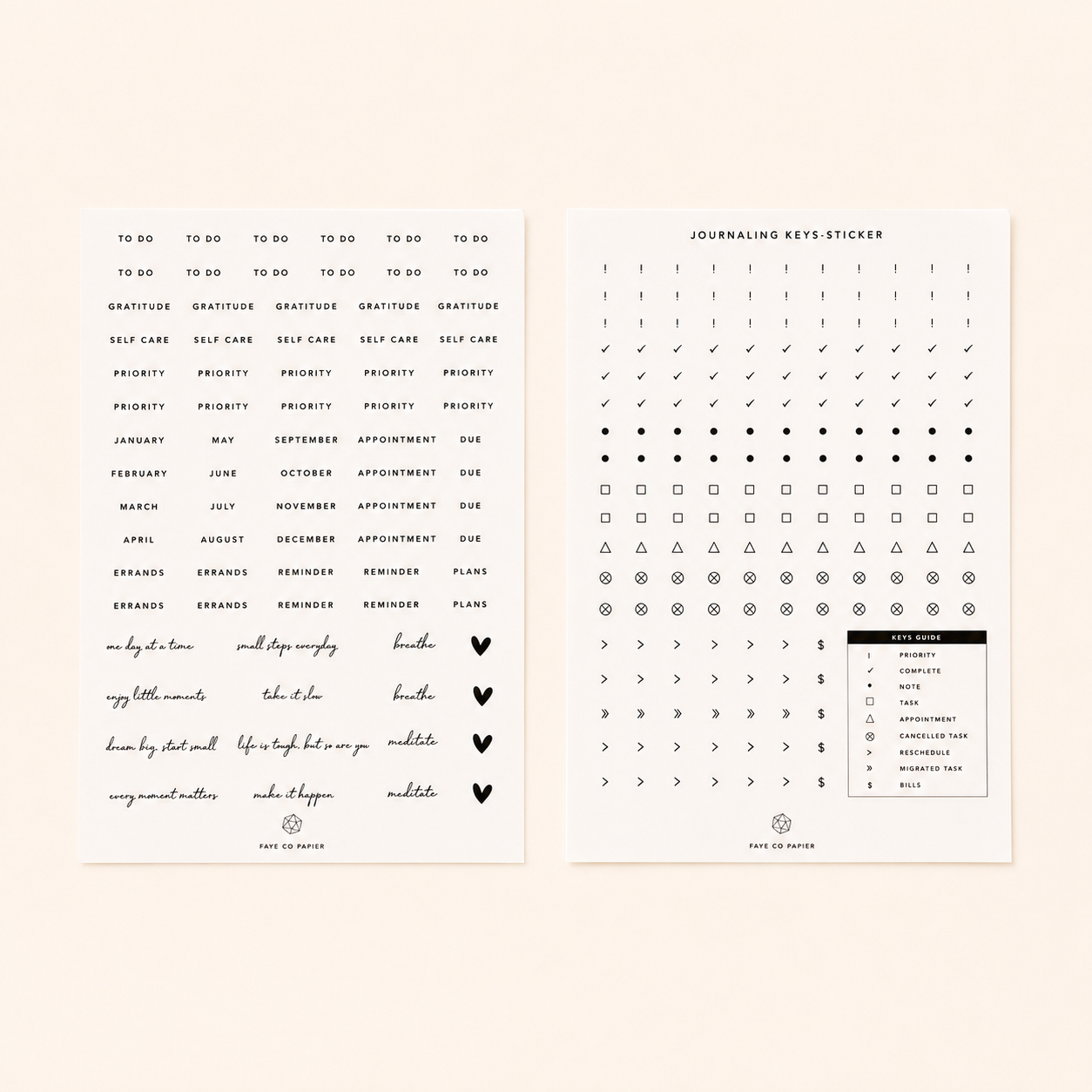 Minimal Words Journaling Key Stickers