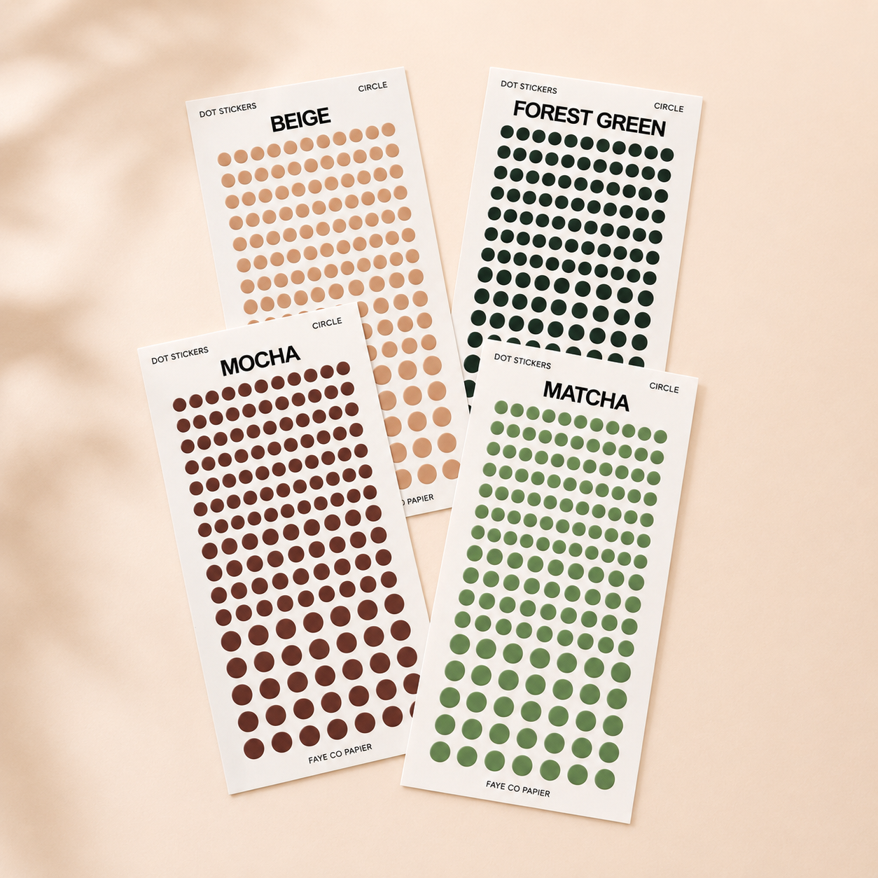 Transparent Nano Dot Planner Stickers – Minimal Functional Dots in beige, mocha, matcha and forest green colour 