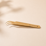 Gold metal tweezer with curved tips and 'FAYE CO PAPIER' engraved on the handle, Sticker Tweezer | Precision Tweezers for Planner Stickers and Journaling