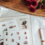 Minimalist Books and Coffee Sticker Sheet