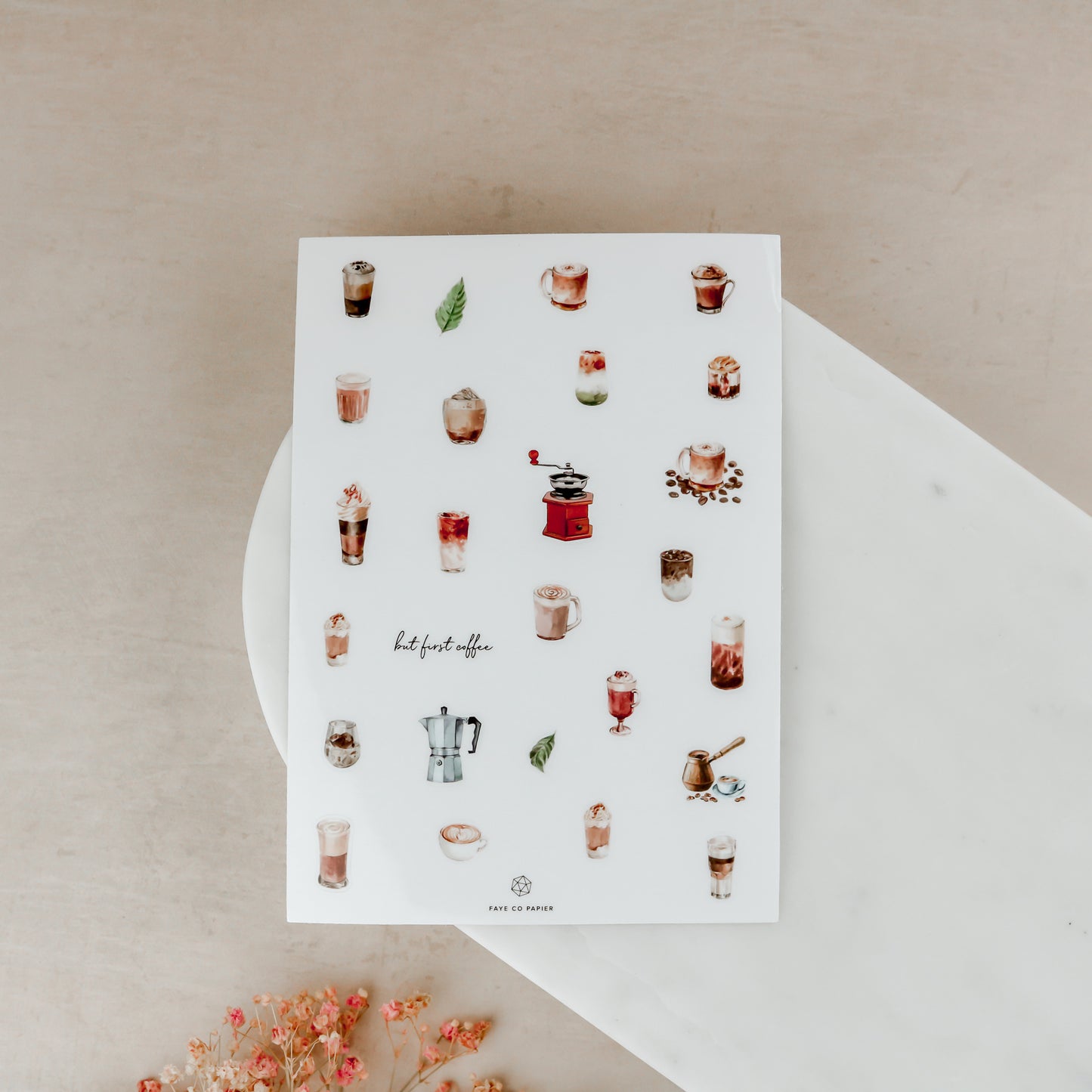 Minimal Books and Coffee Sticker Sheet