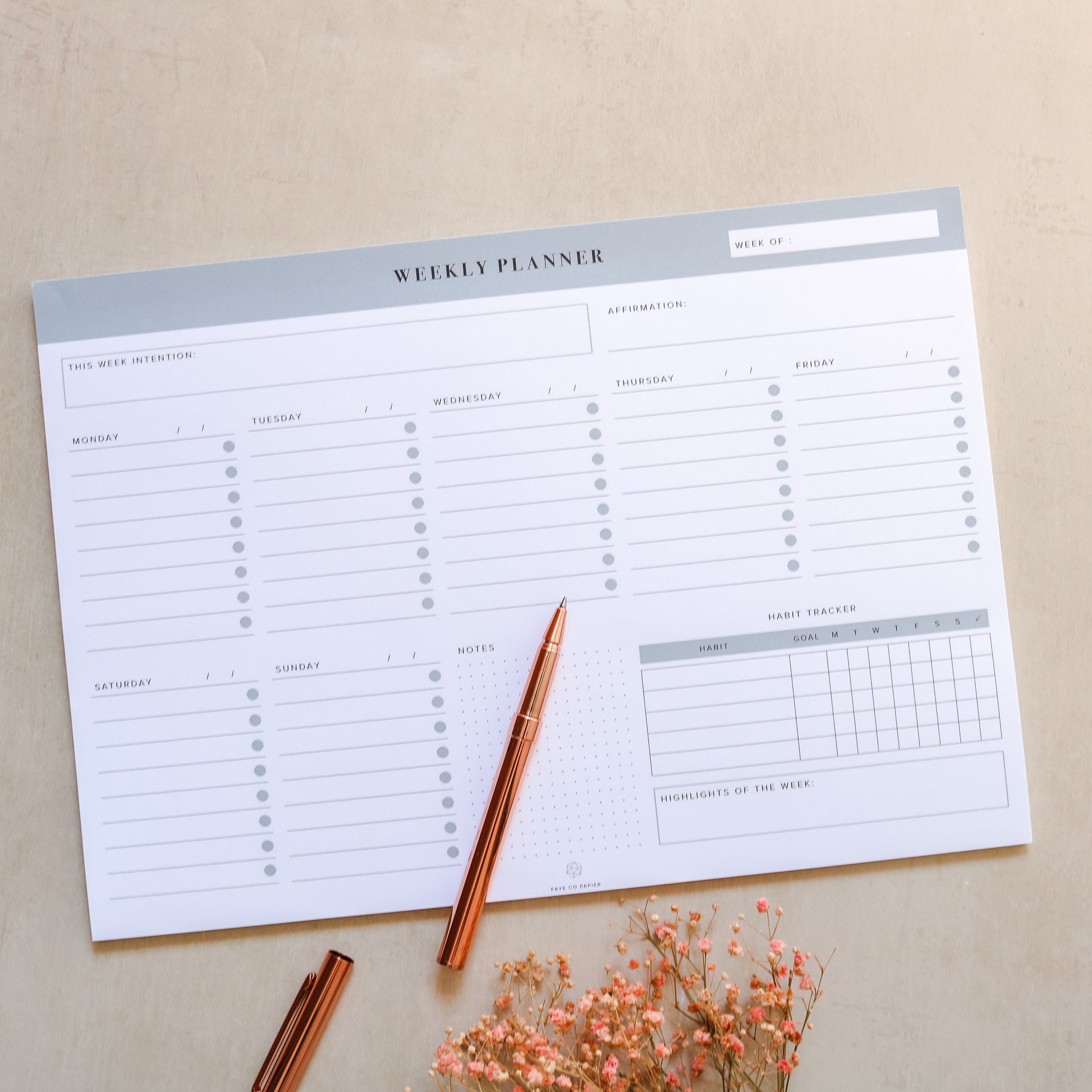 Minimal A4 Weekly Planner Notepad
