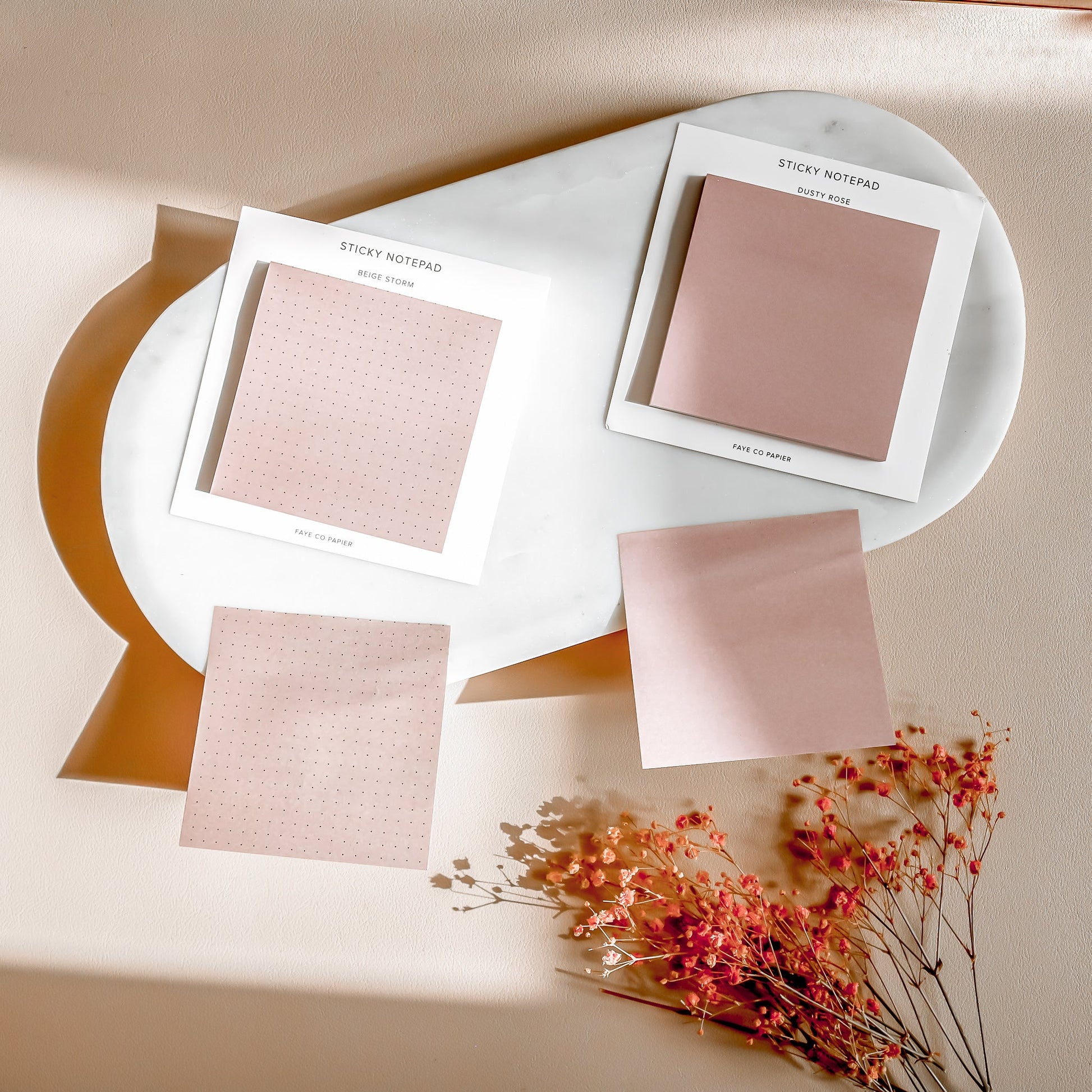 Beige Notepad Color Aesthetic Dusty Rose Sticky Notepad | Faye Co Papier
